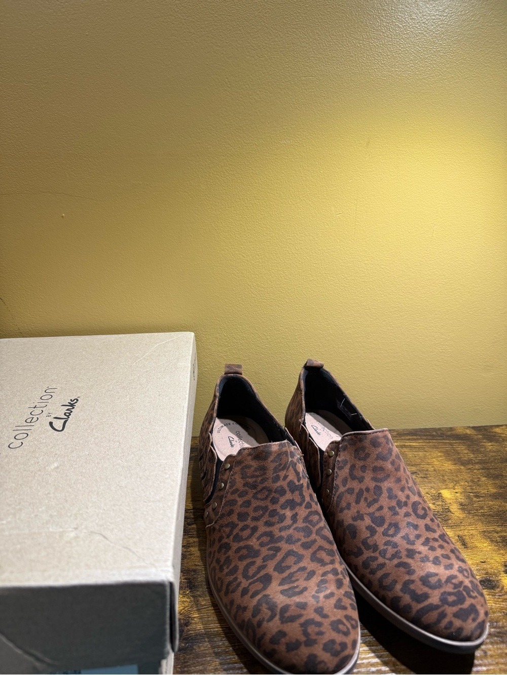 Clarks Studded Slip On Booties Trish Bell Leopard
